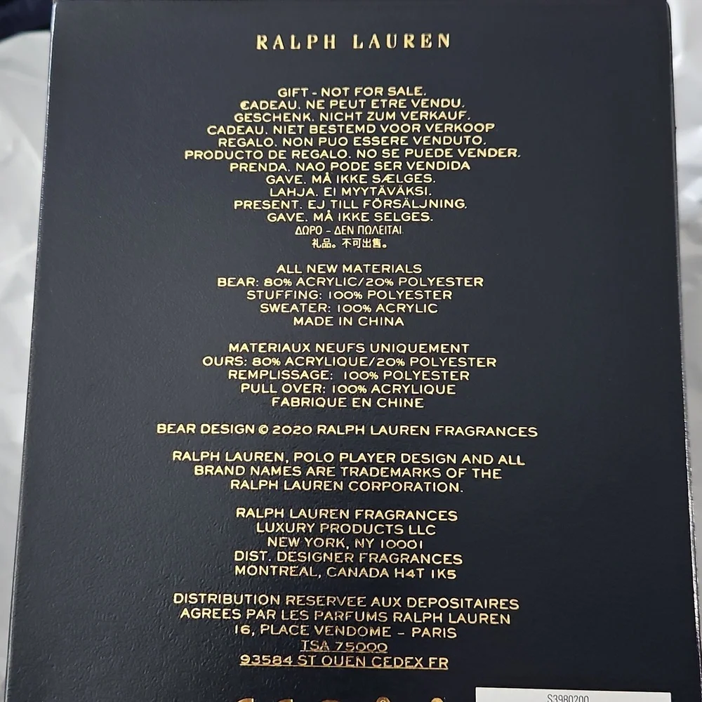 Ralph Lauren THE POLO BEAR Plush Teddy 2020 Limited Ed Blue Sweater - Picture 3 of 3